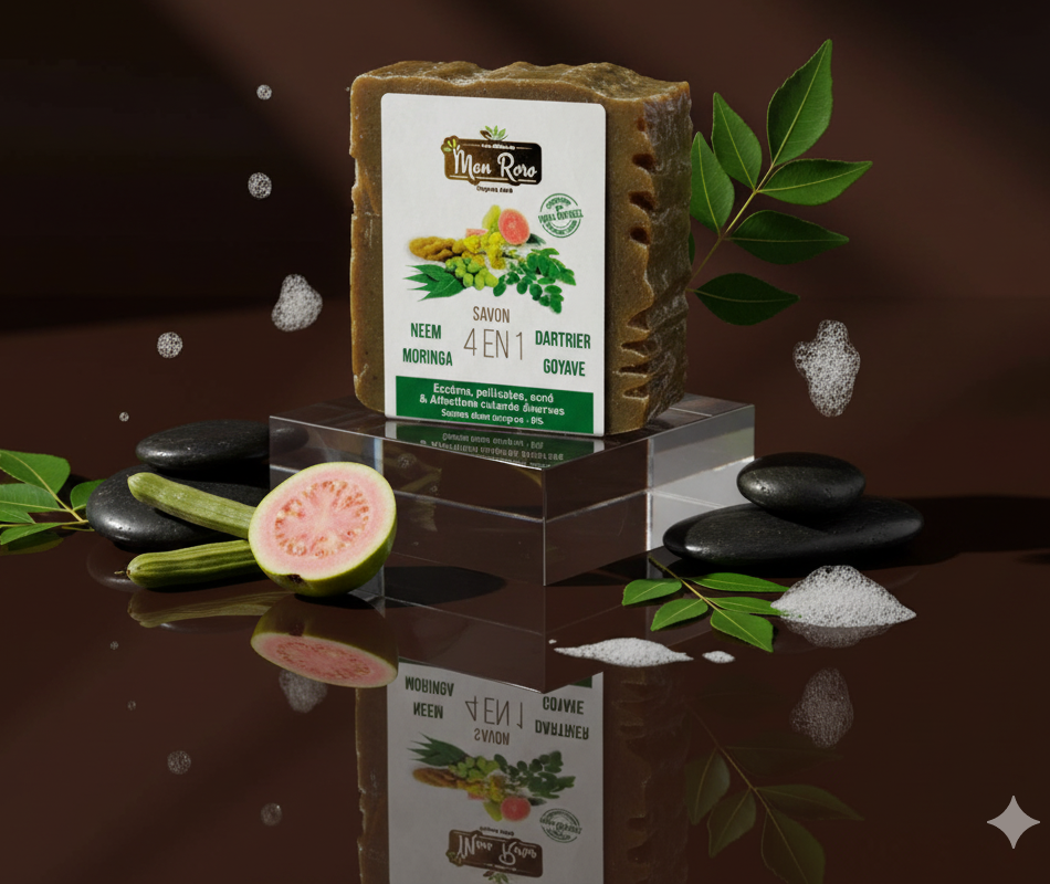 SAVON 4 EN 1  (NEEM, DATHIER, MORINGA, GOYAVE) 200g