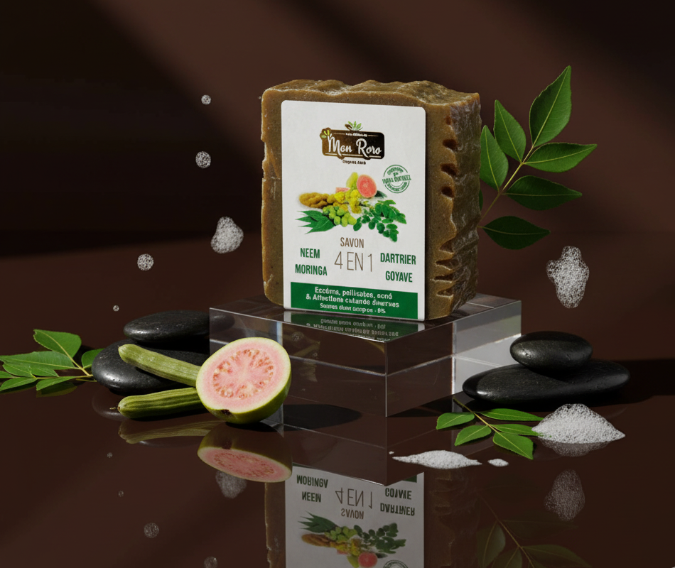 SAVON 4 EN 1  (NEEM, DATHIER, MORINGA, GOYAVE) 200g